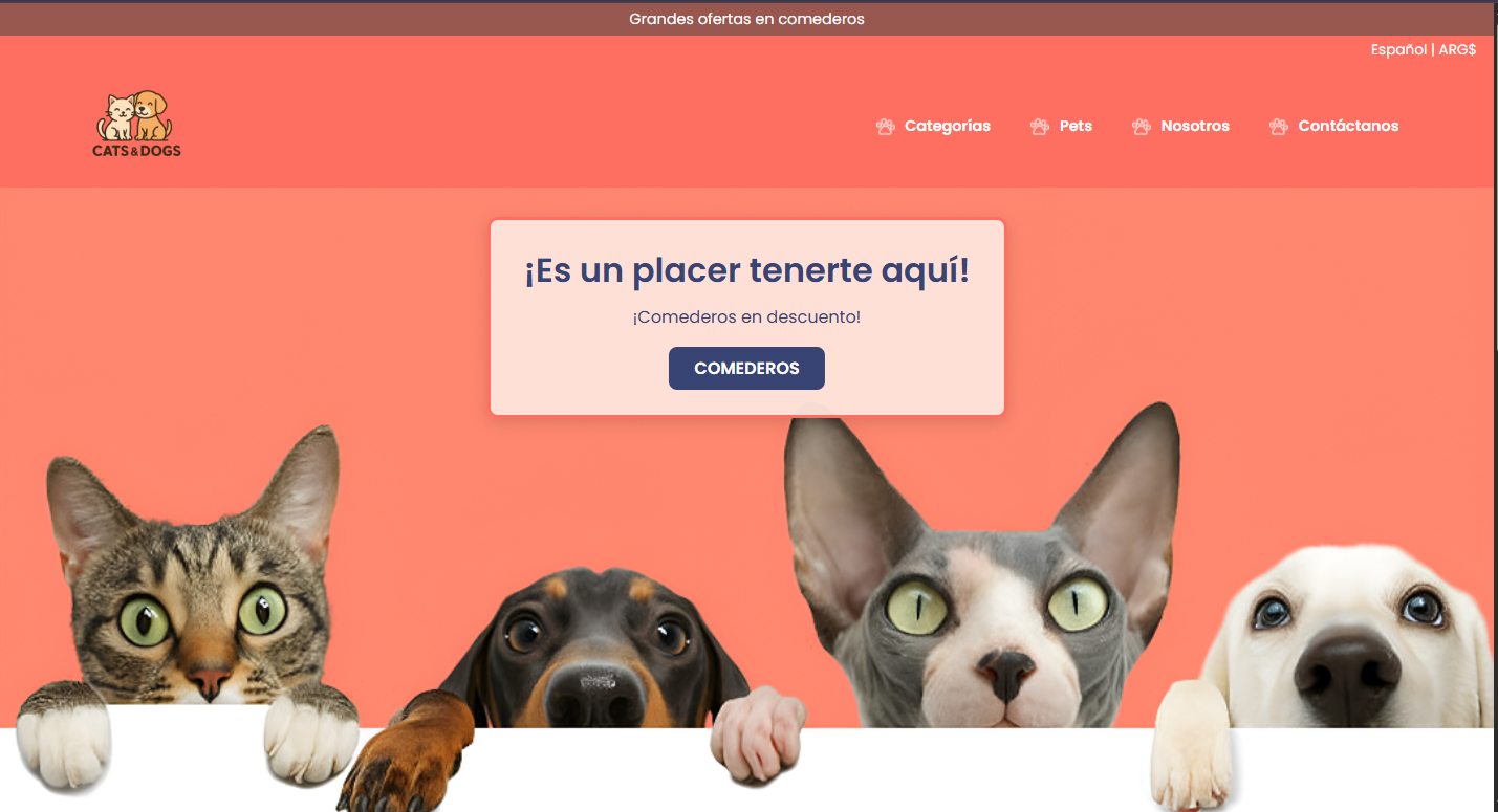 Captura del sitio web Petshop