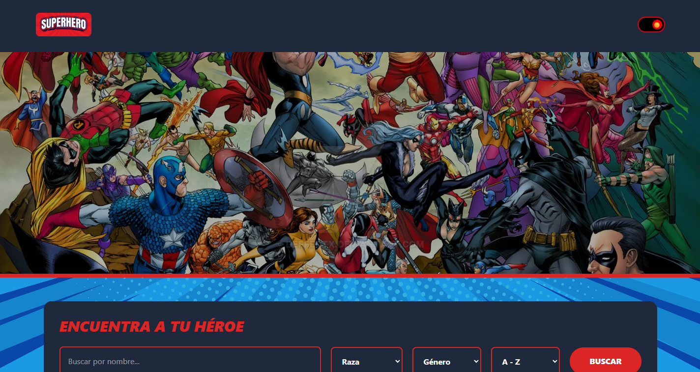 Captura del sitio superheropage